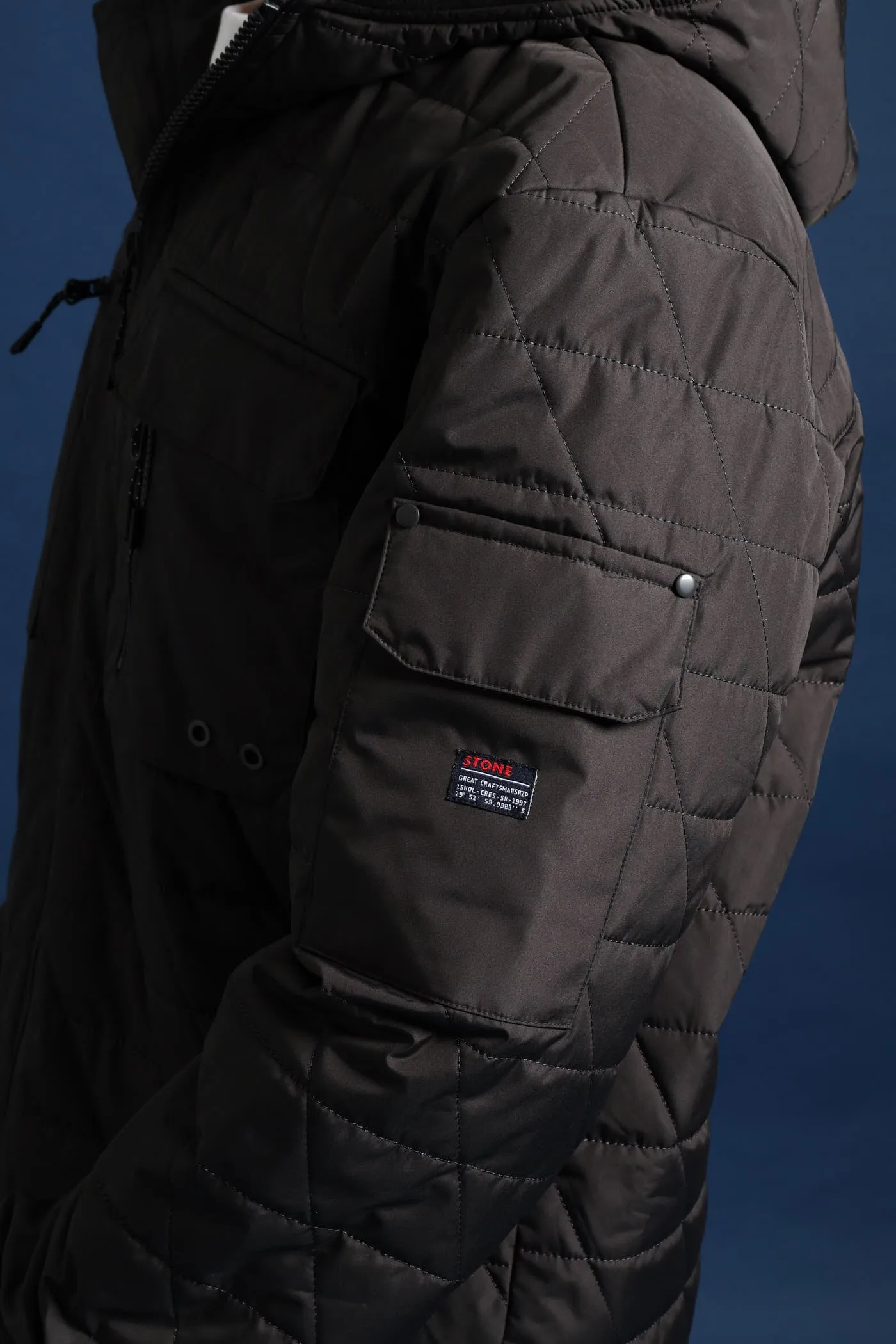 Charcoal Quilted Utility Jacket - Charcoal