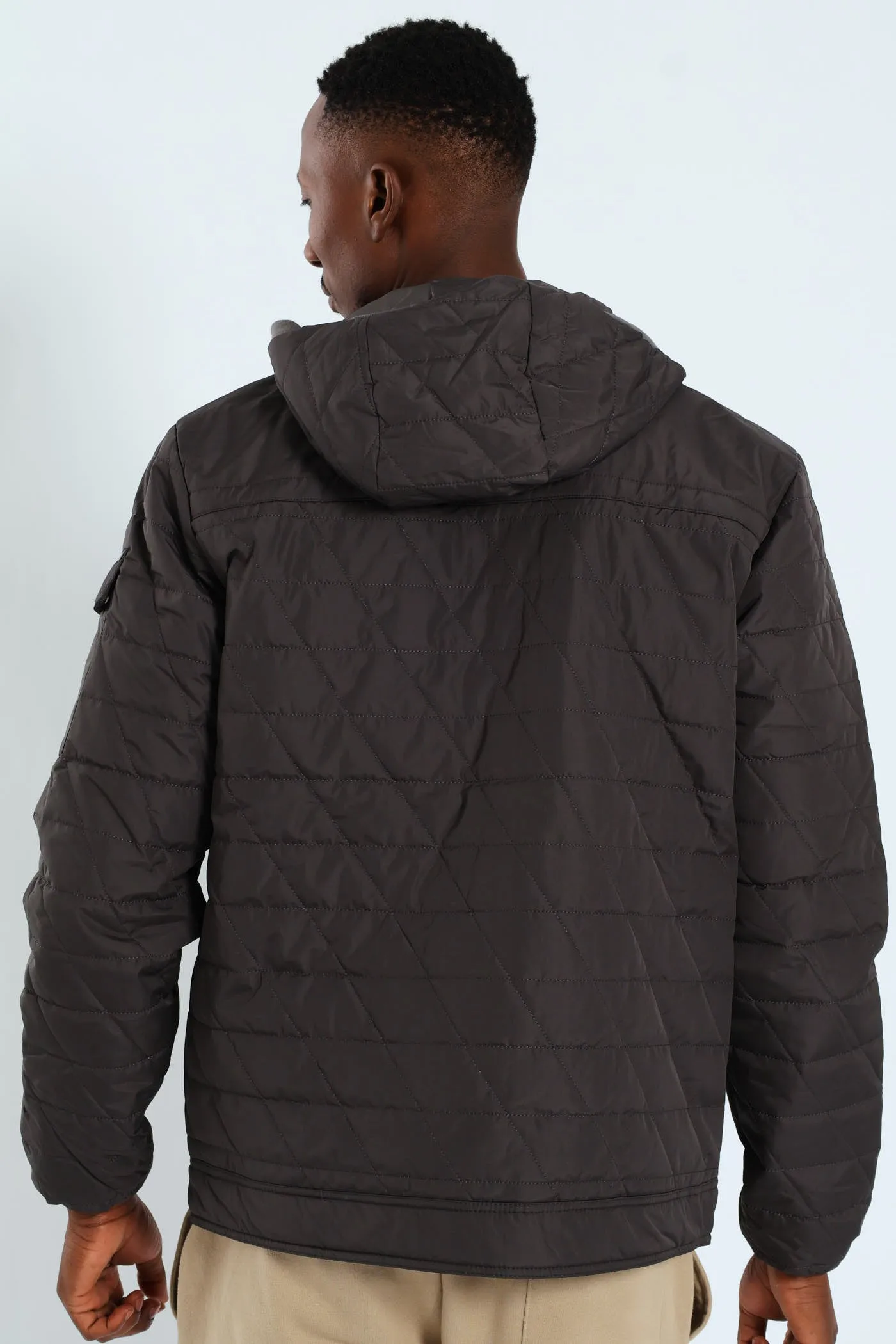 Charcoal Quilted Utility Jacket - Charcoal