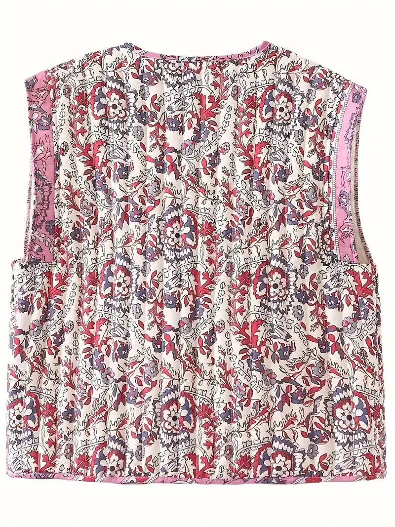 CHIC FLORAL QUILTED GILET