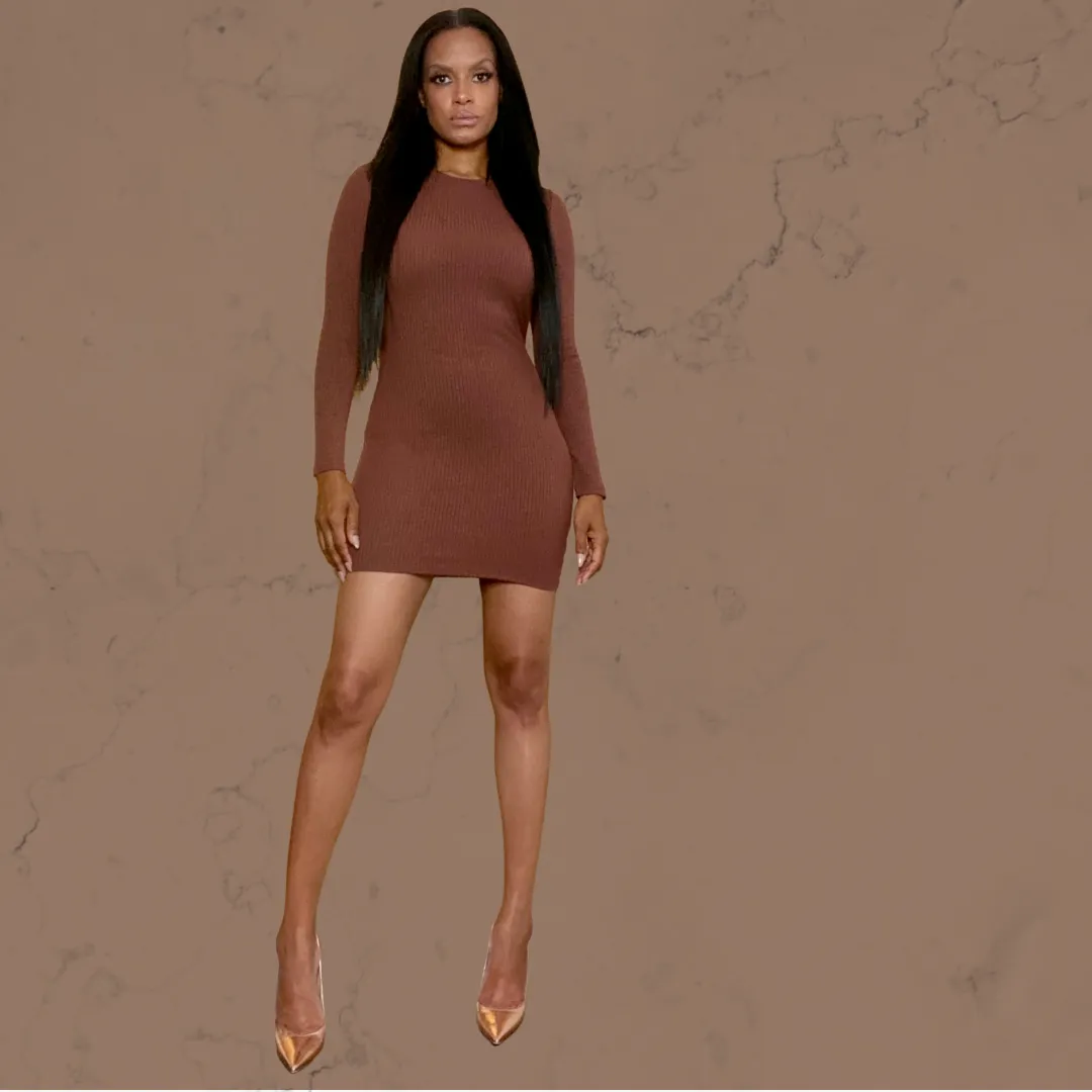 Cinnamon Open Back Long Sleeve Mini