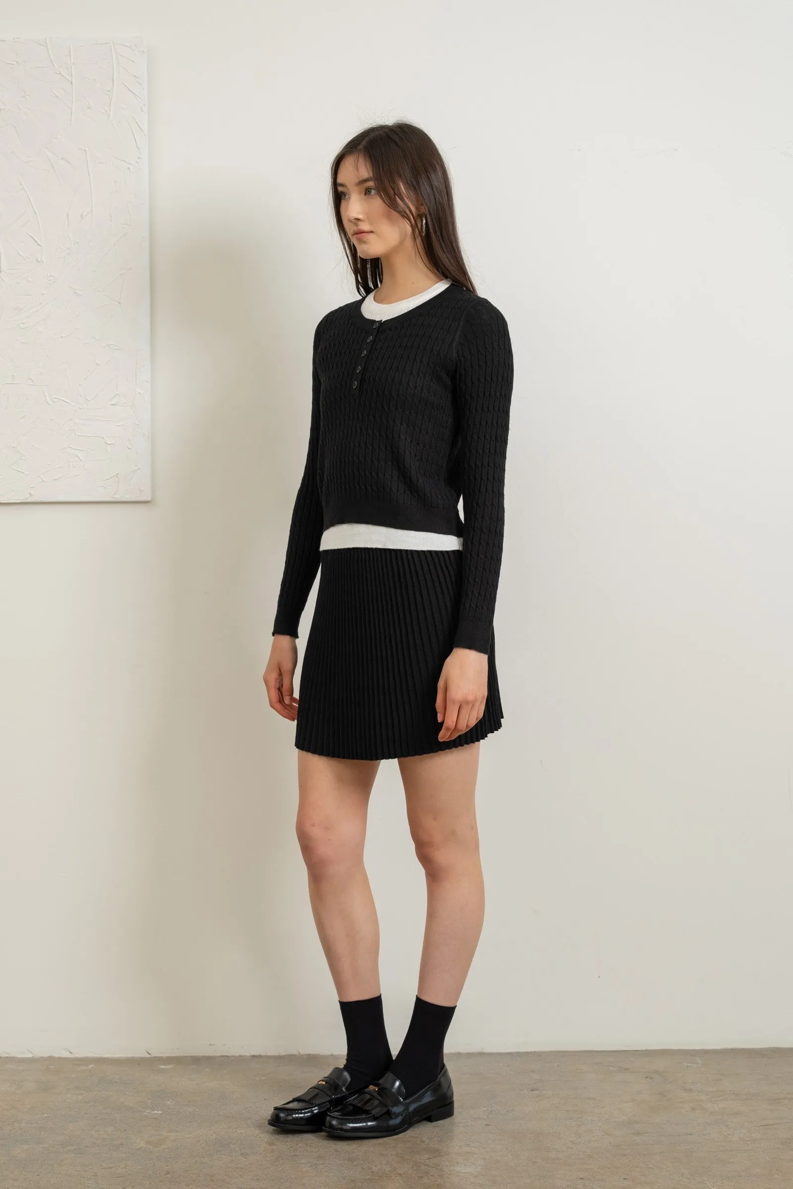 Classic Black Cable Knit Sweater LT1091