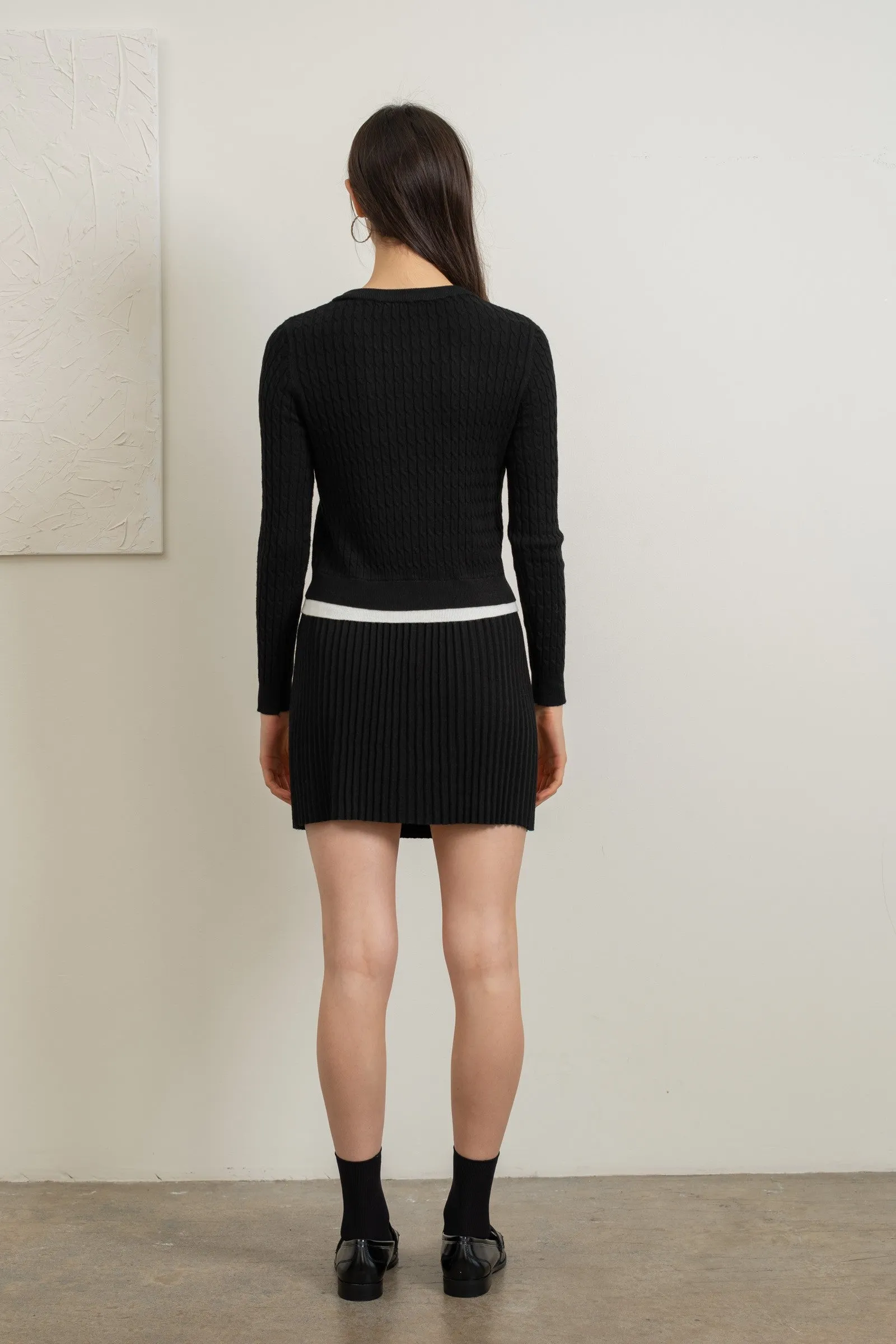 Classic Black Cable Knit Sweater LT1091
