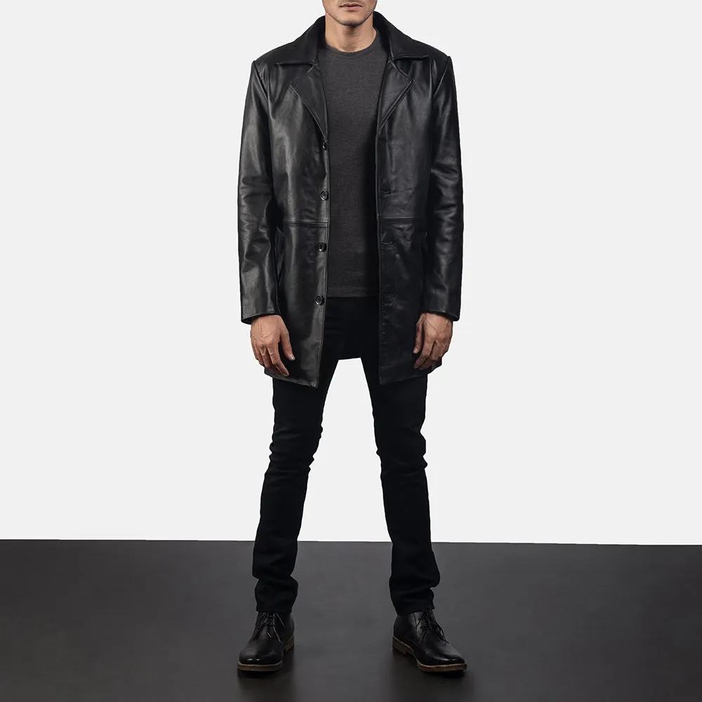 Classic Black Leather Coat