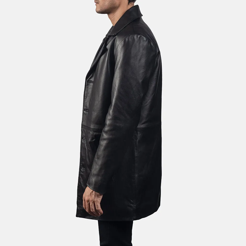 Classic Black Leather Coat
