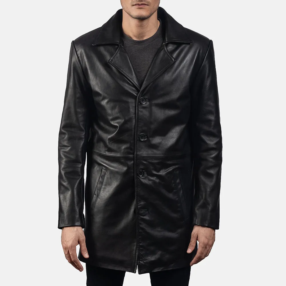 Classic Black Leather Coat