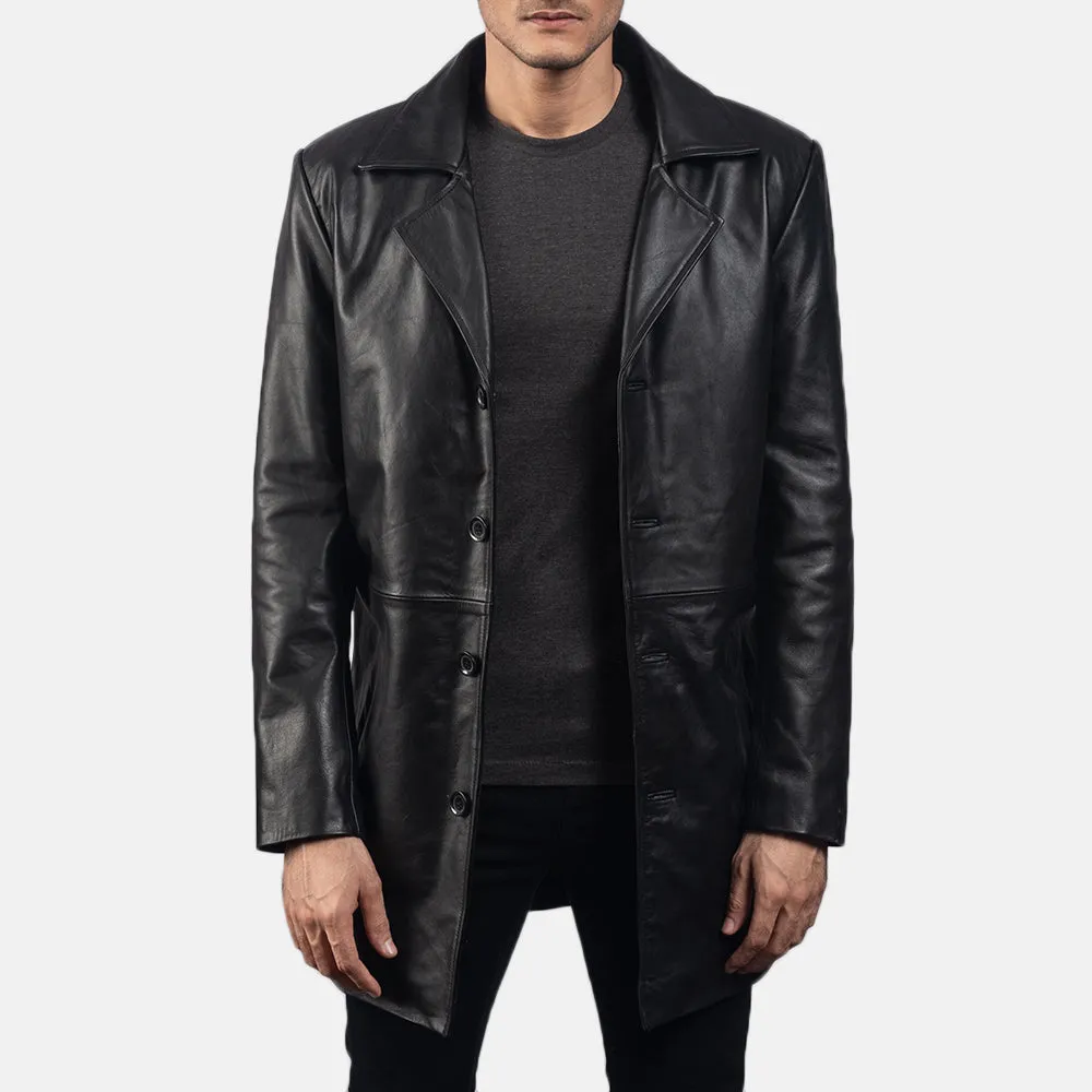 Classic Black Leather Coat