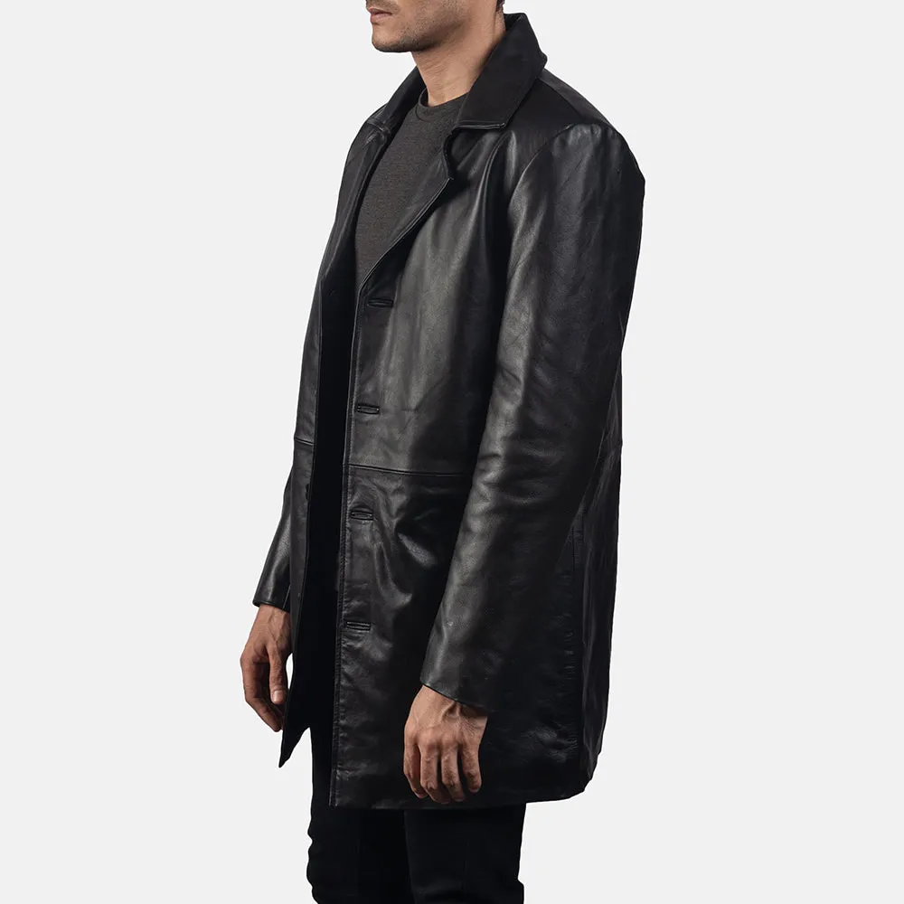 Classic Black Leather Coat