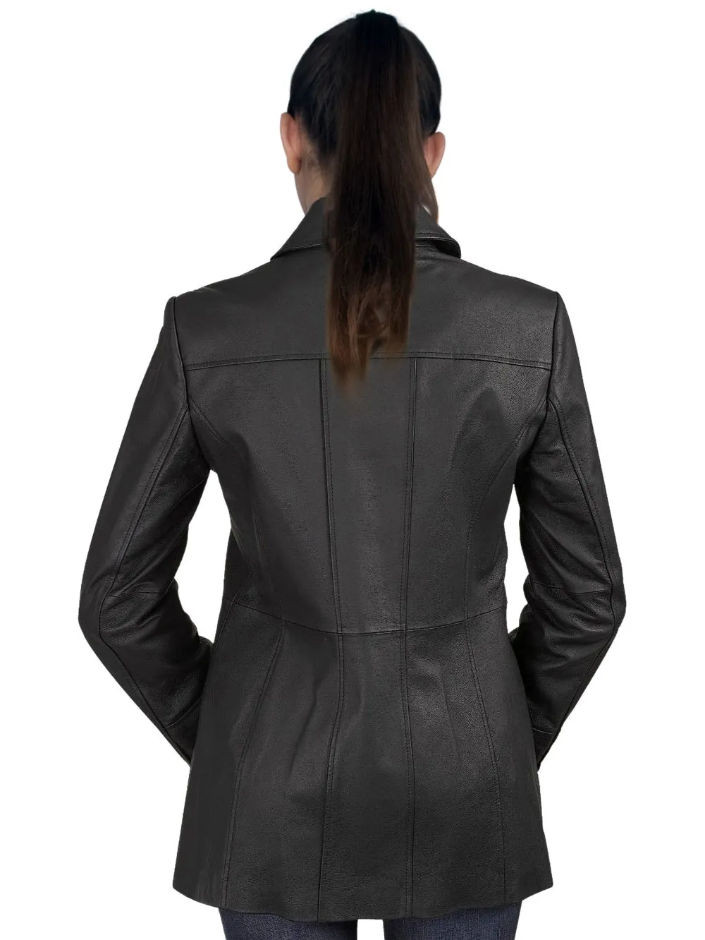 Classic Five-Button Leather Car Coat for Women