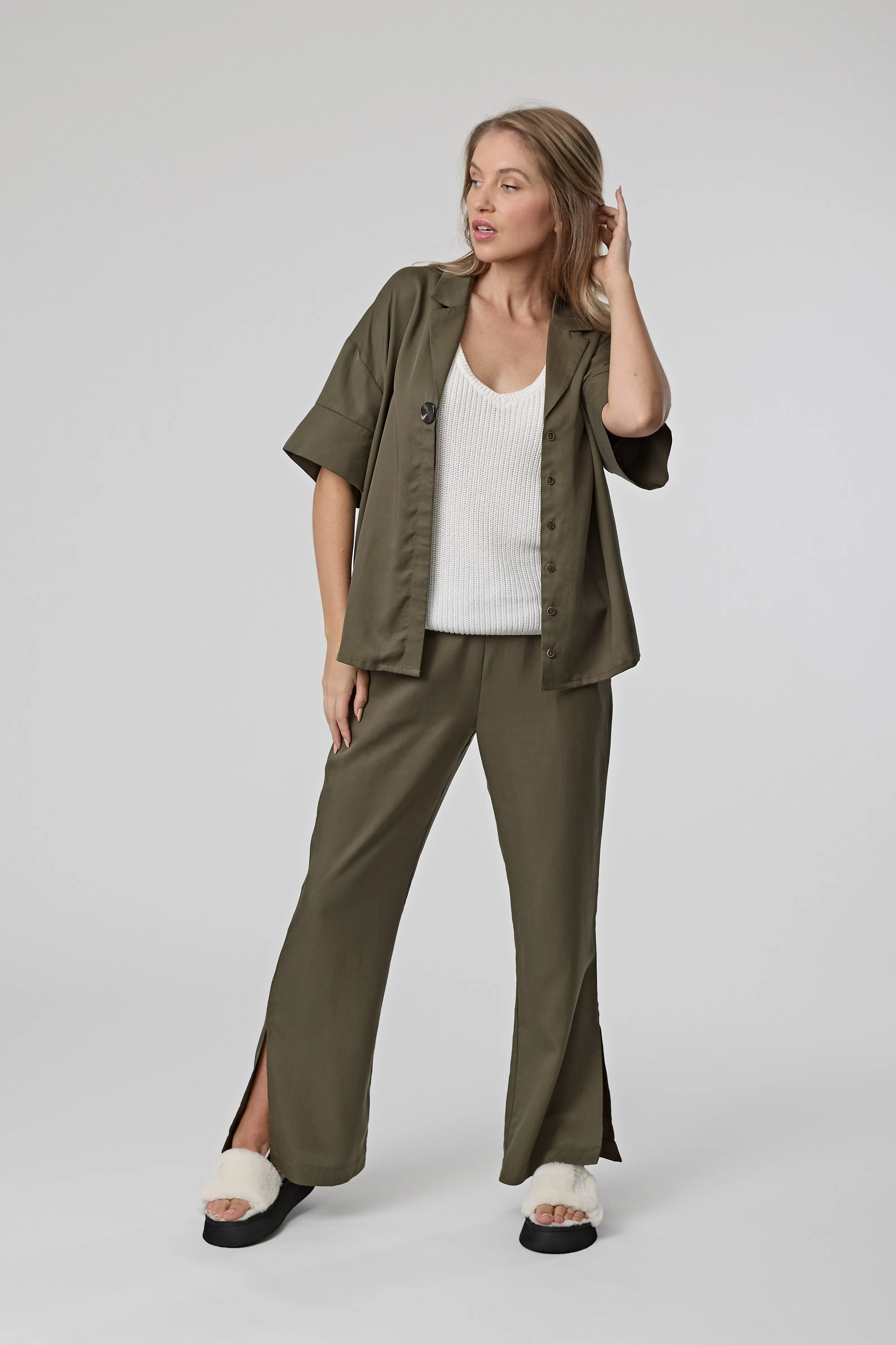 Coast Wide Leg Pant - Olive