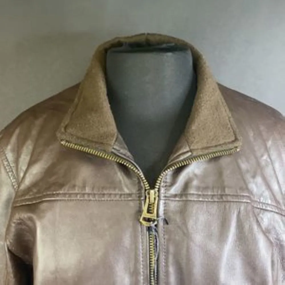 Cole Haan Brown Smooth Leather Jacket-Small