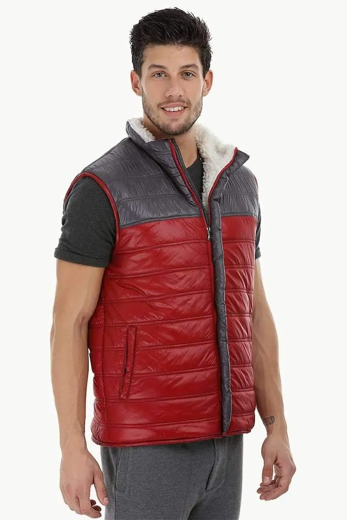 Color-Block Quilted Jacket with Sherpa Lining