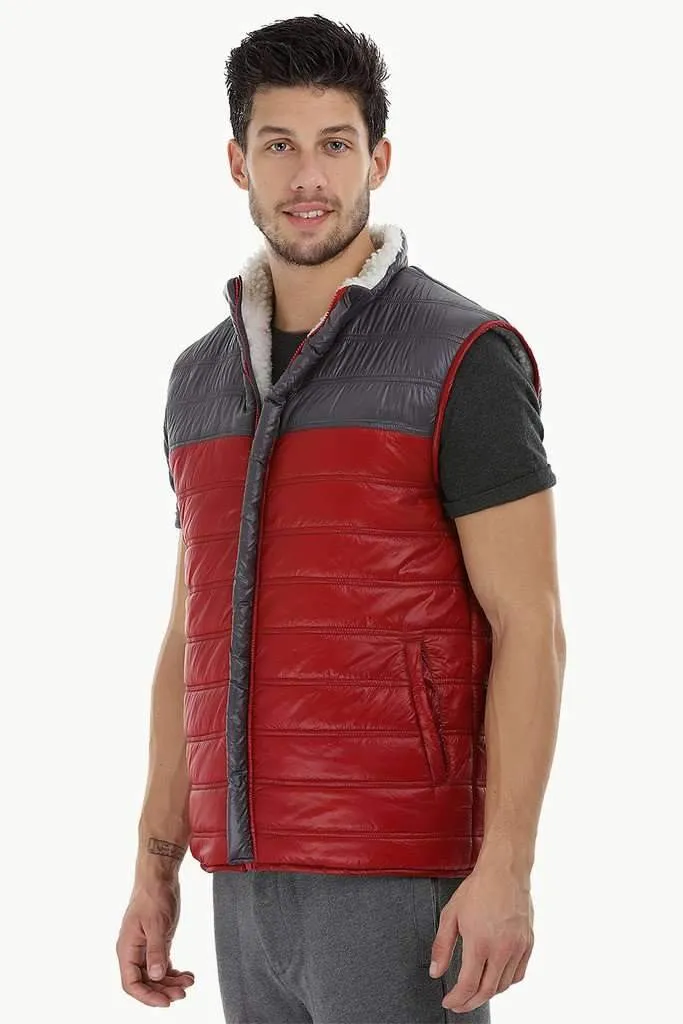 Color-Block Quilted Jacket with Sherpa Lining