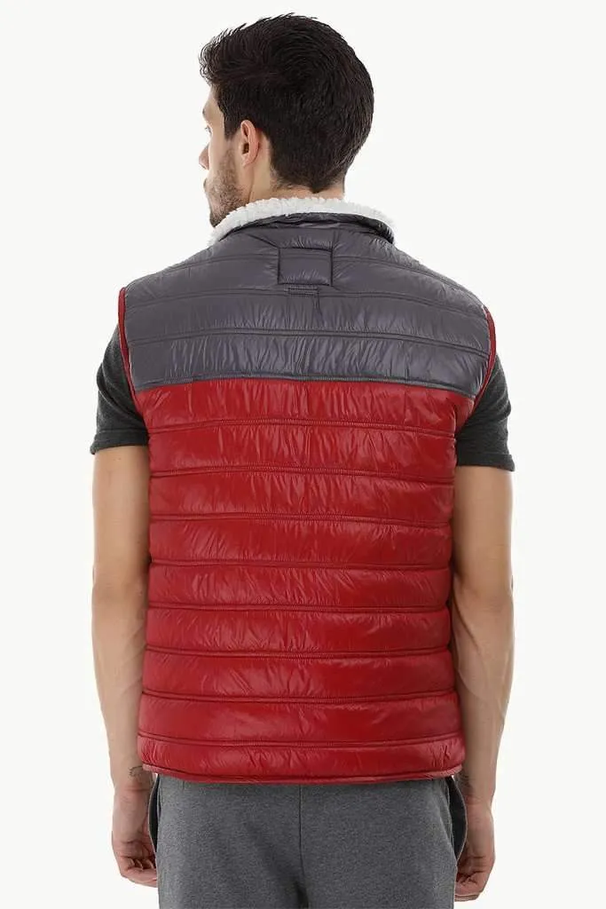 Color-Block Quilted Jacket with Sherpa Lining