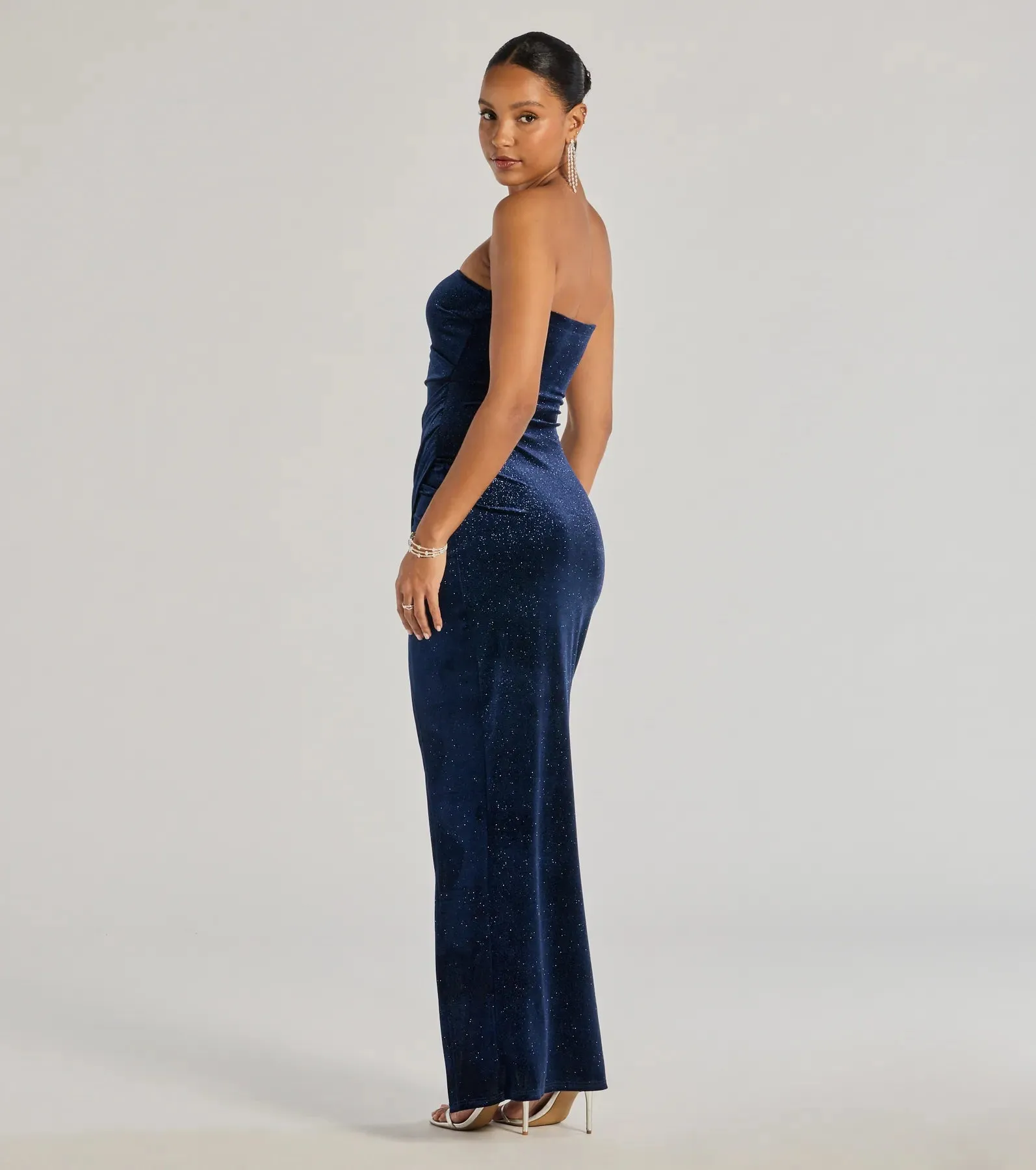 Cordelia Velvet Glitter Long Wrap Dress