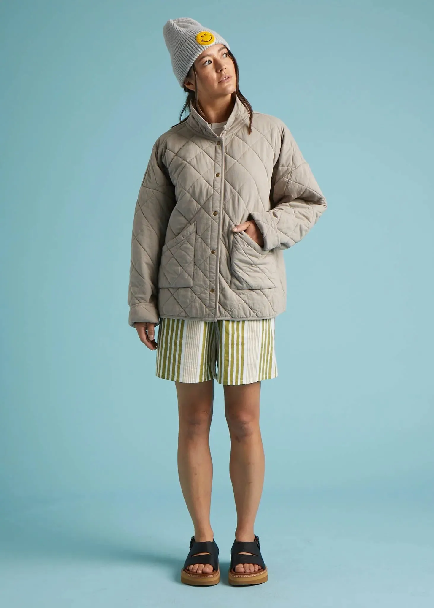 Countryside Quilted Jacket - Pebble by And For Good