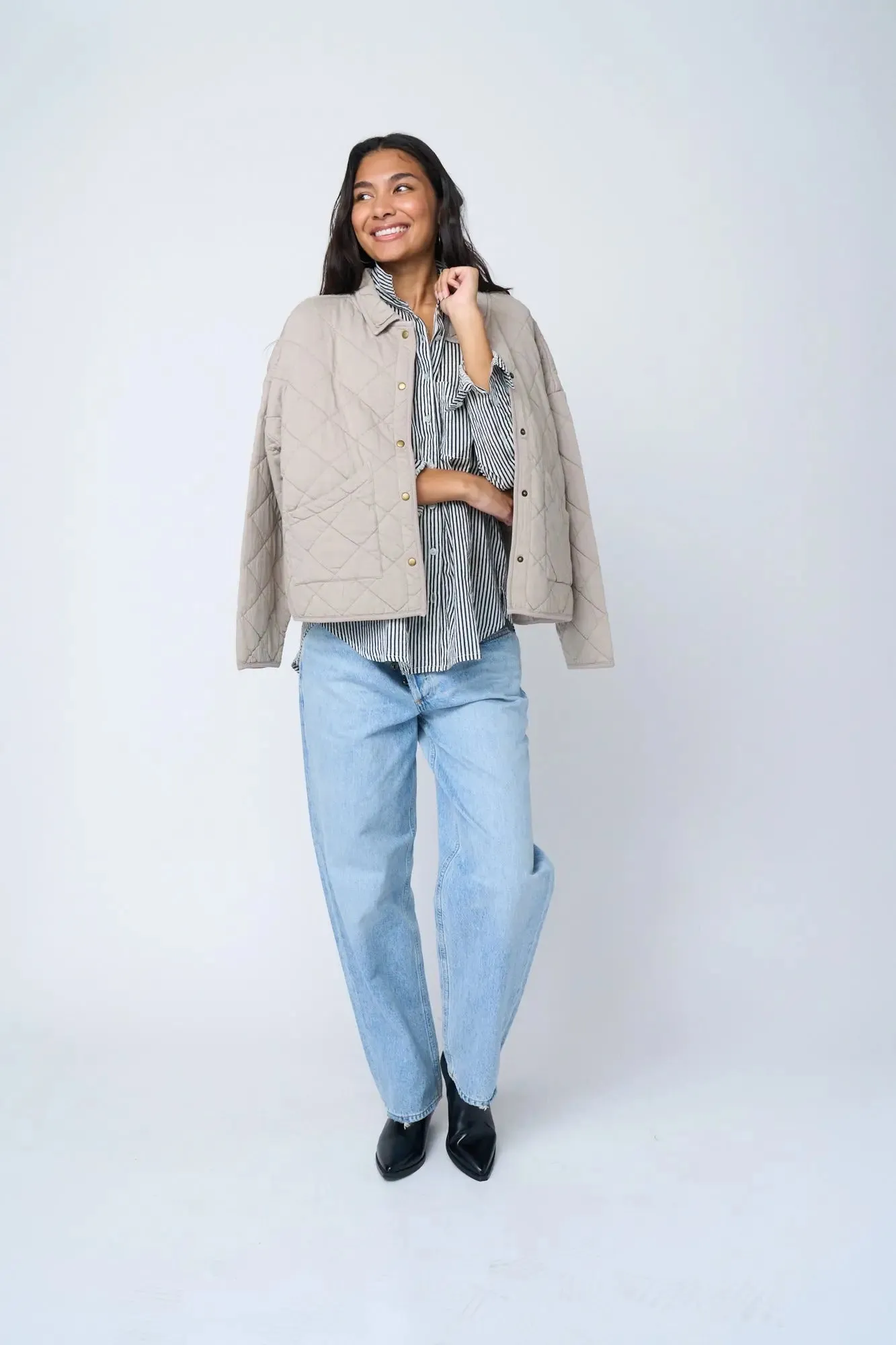 Countryside Quilted Jacket - Pebble by And For Good
