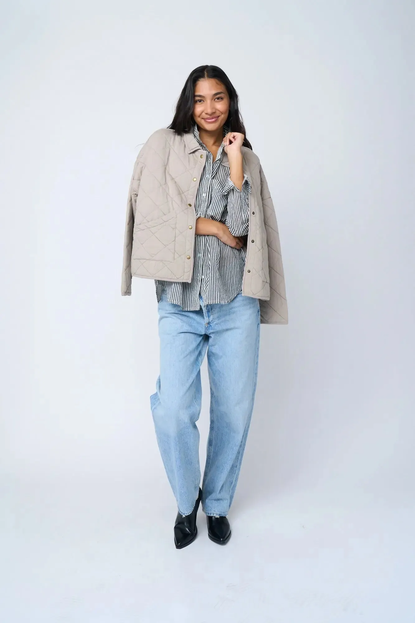 Countryside Quilted Jacket - Pebble by And For Good