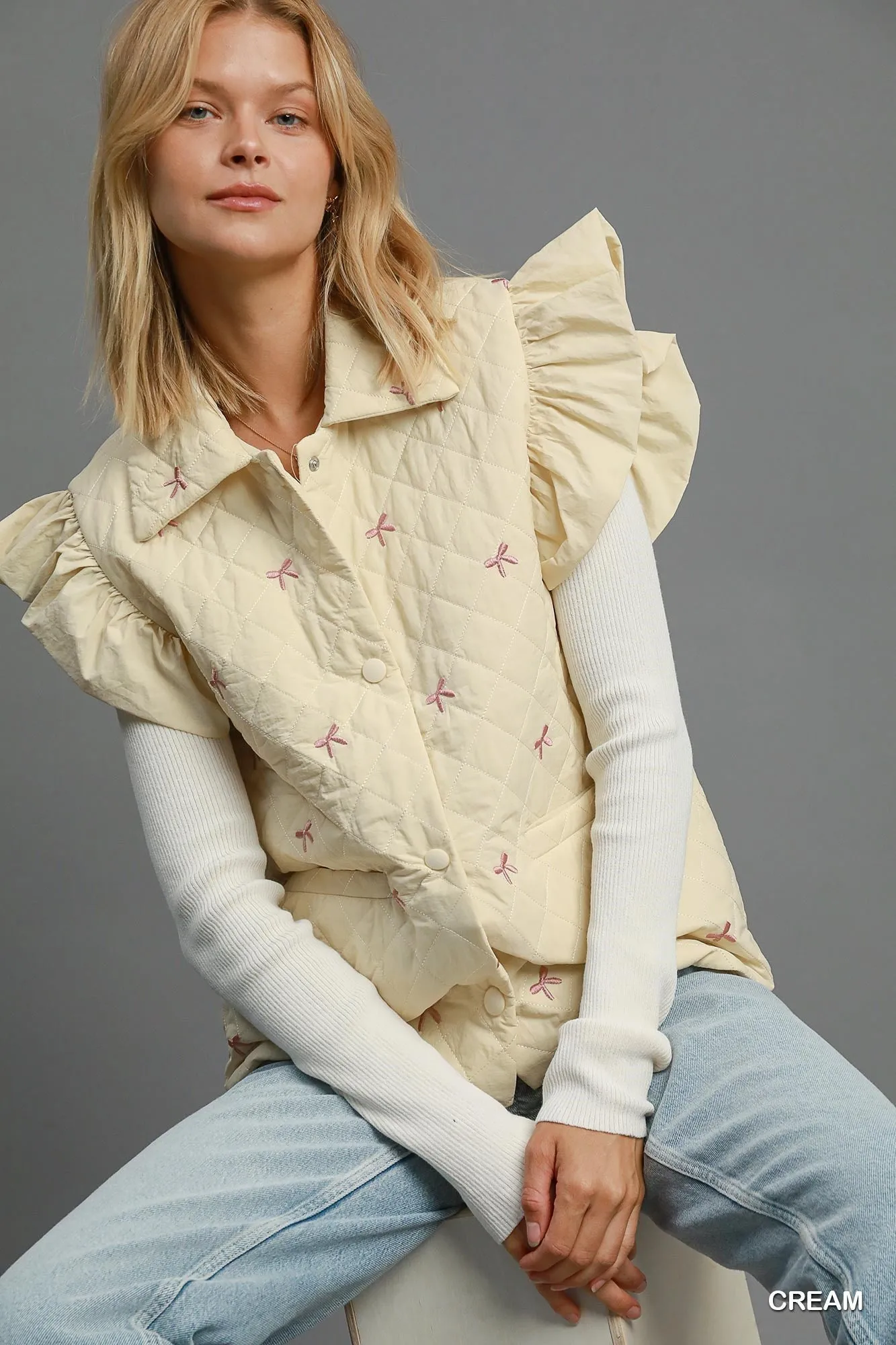 Cream Bow Vest