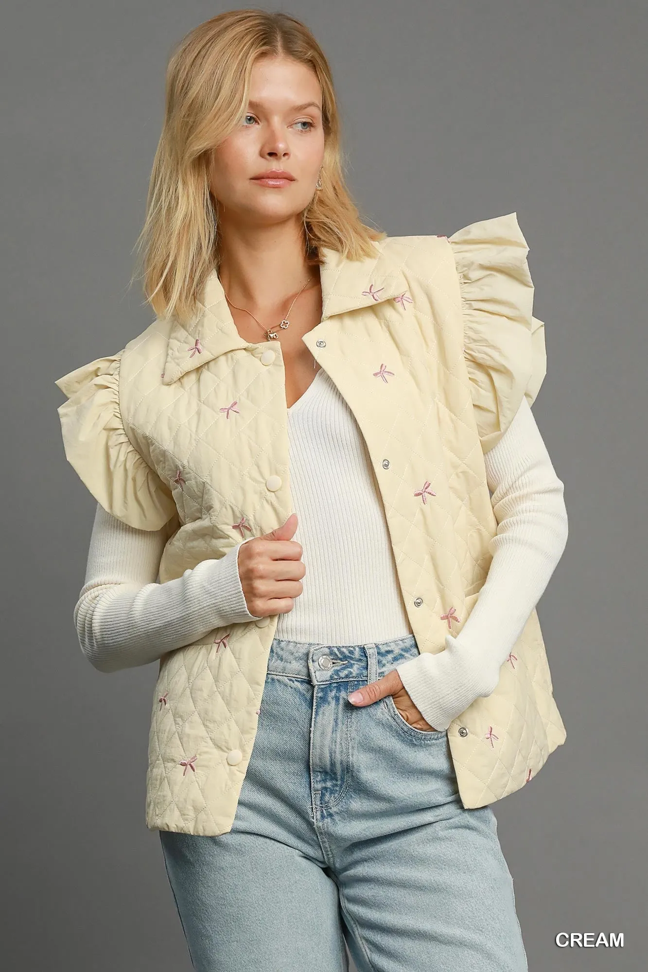 Cream Bow Vest