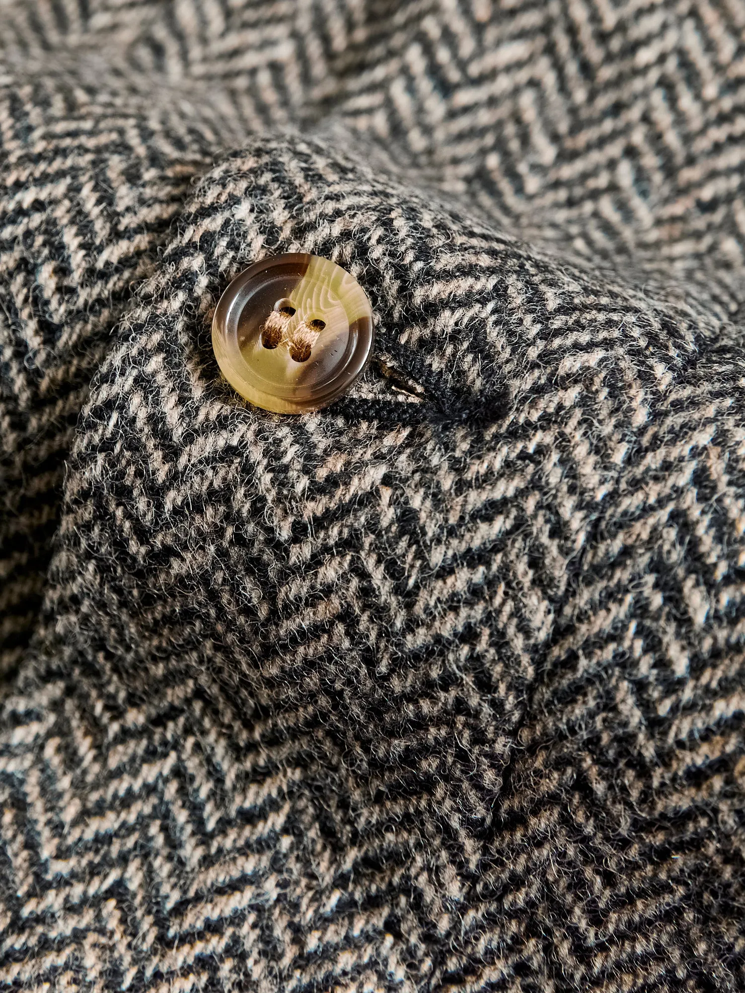 Crissman Overshirt in Black & Natural Herringbone