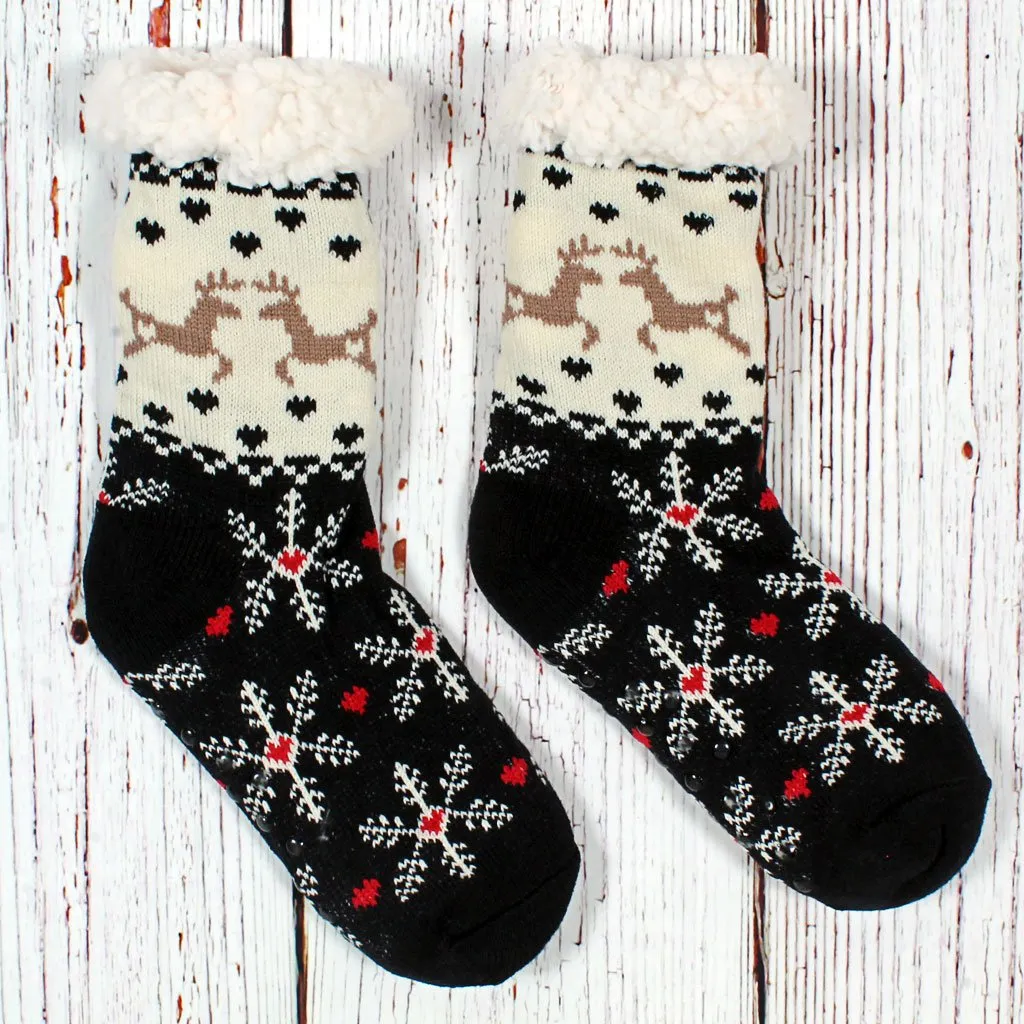Dasher and Dancer Sherpa Lined Socks