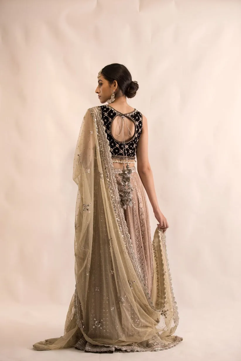Desi Lehenga with Sleeveless Choli and Dupatta Dress