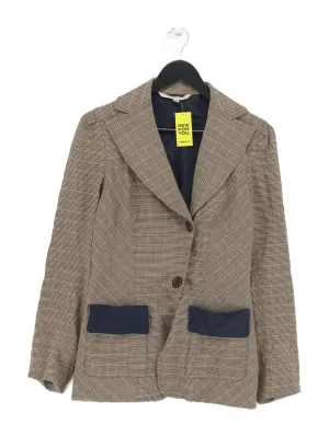 Diane Von Furstenberg Women's Coat UK 8 Brown Viscose with Wool