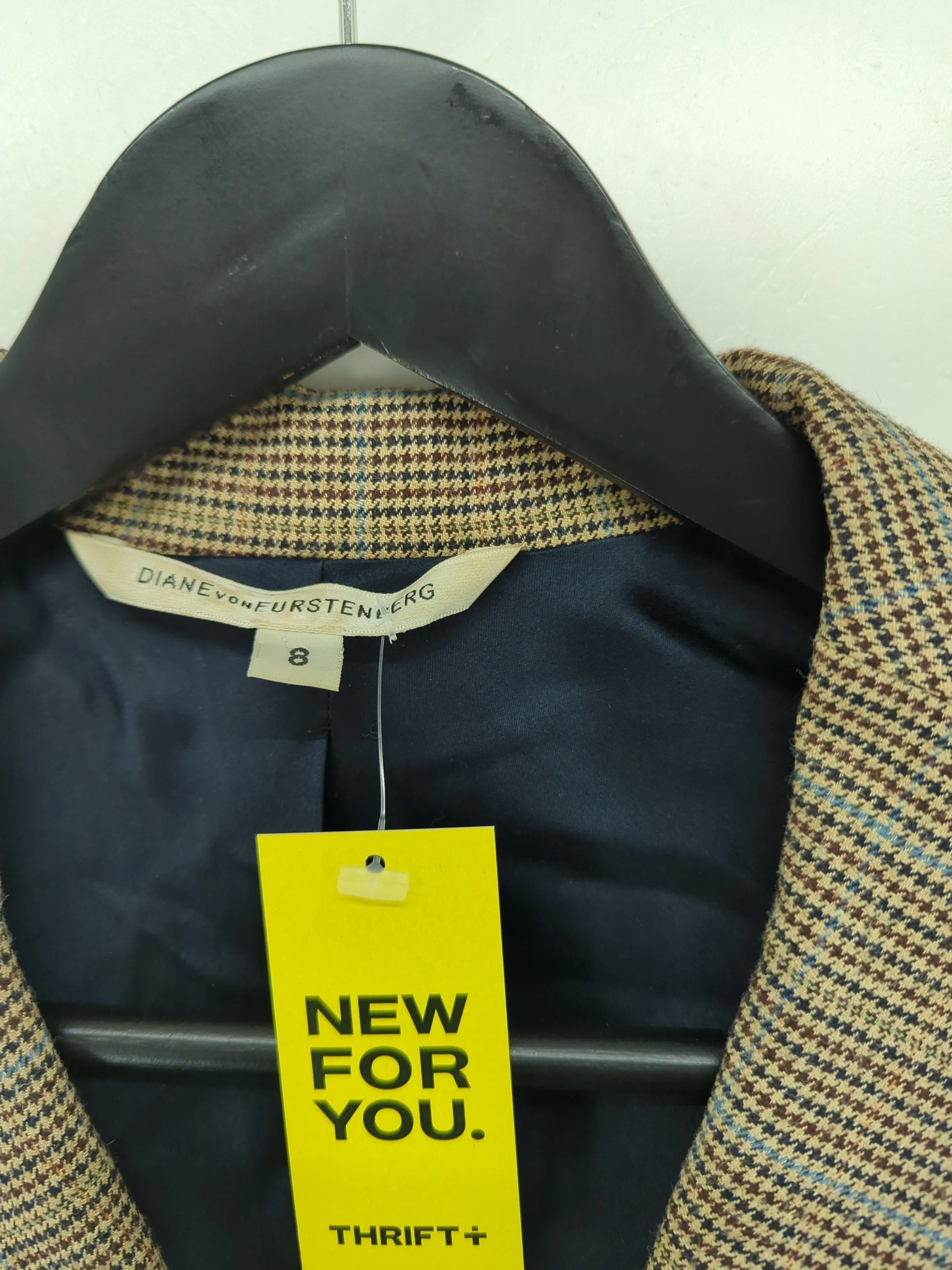 Diane Von Furstenberg Women's Coat UK 8 Brown Viscose with Wool