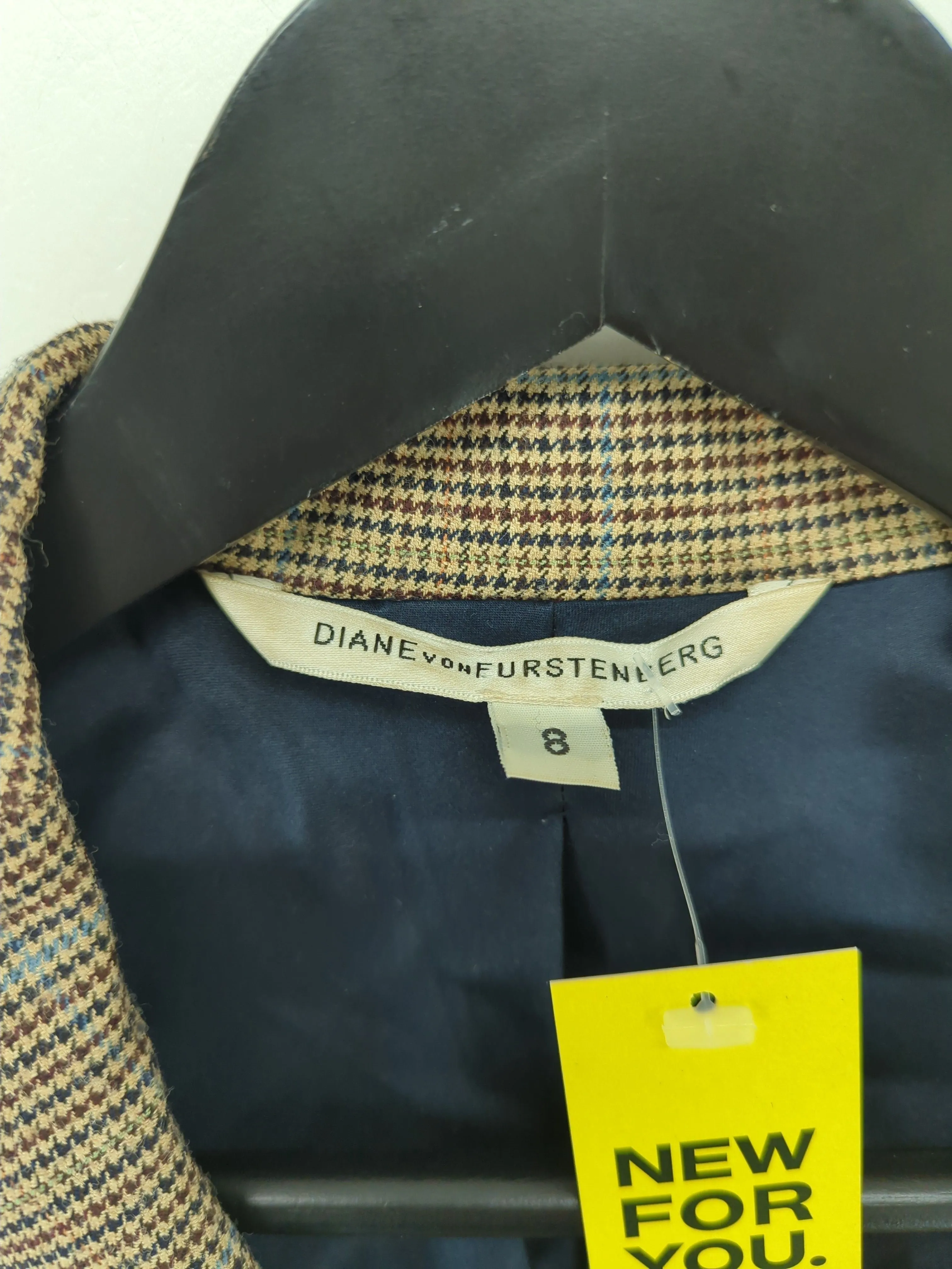Diane Von Furstenberg Women's Coat UK 8 Brown Viscose with Wool