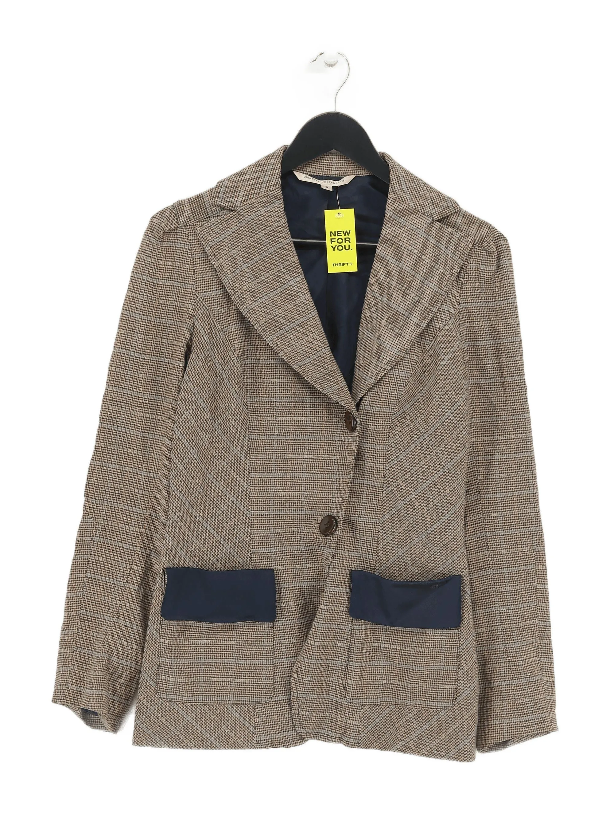 Diane Von Furstenberg Women's Coat UK 8 Brown Viscose with Wool