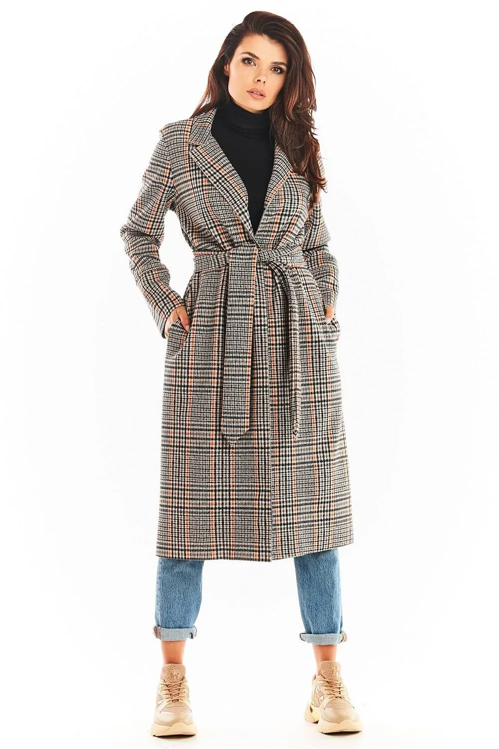 Double-Collar Belted Coat Elegant Design