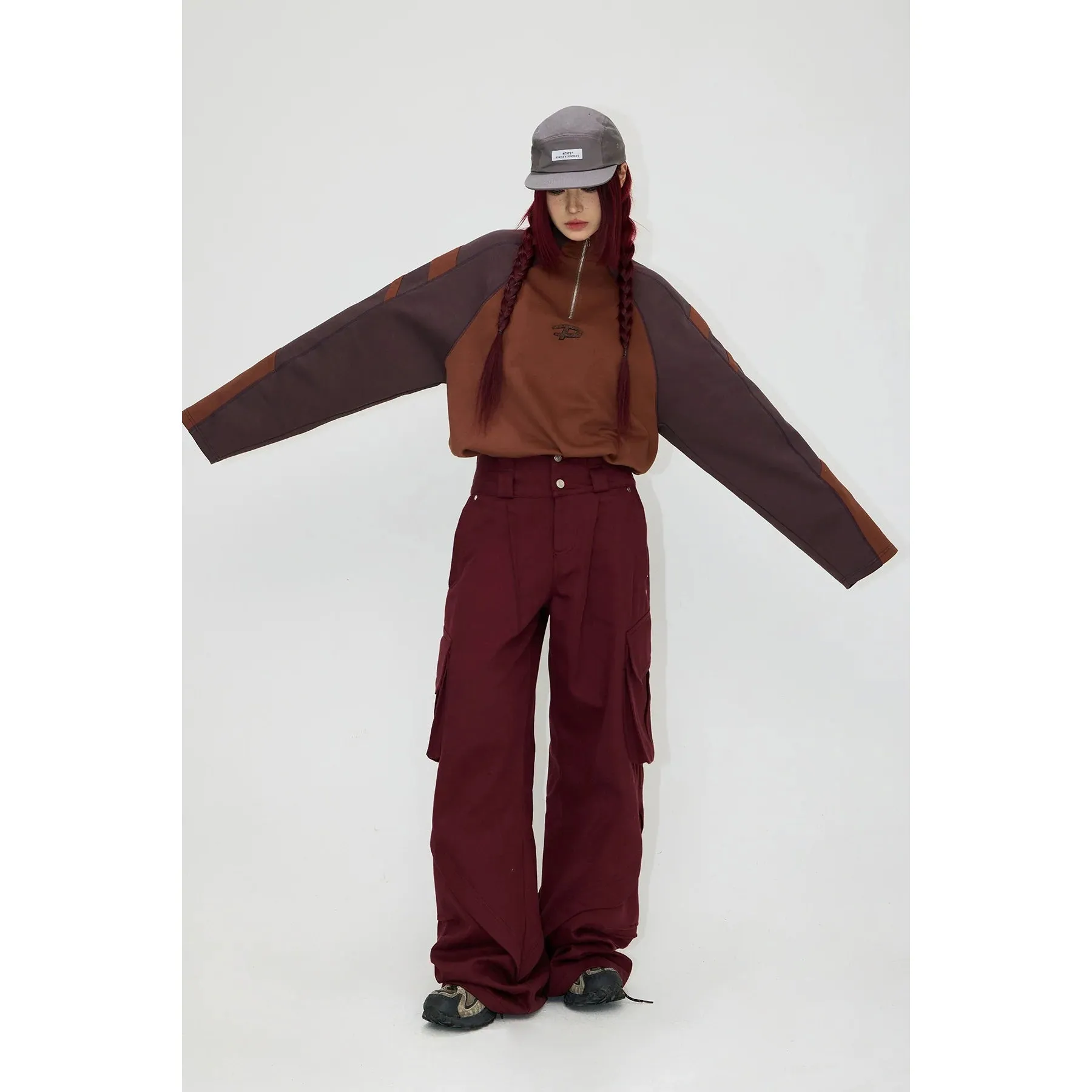Double waistband wide-leg pants