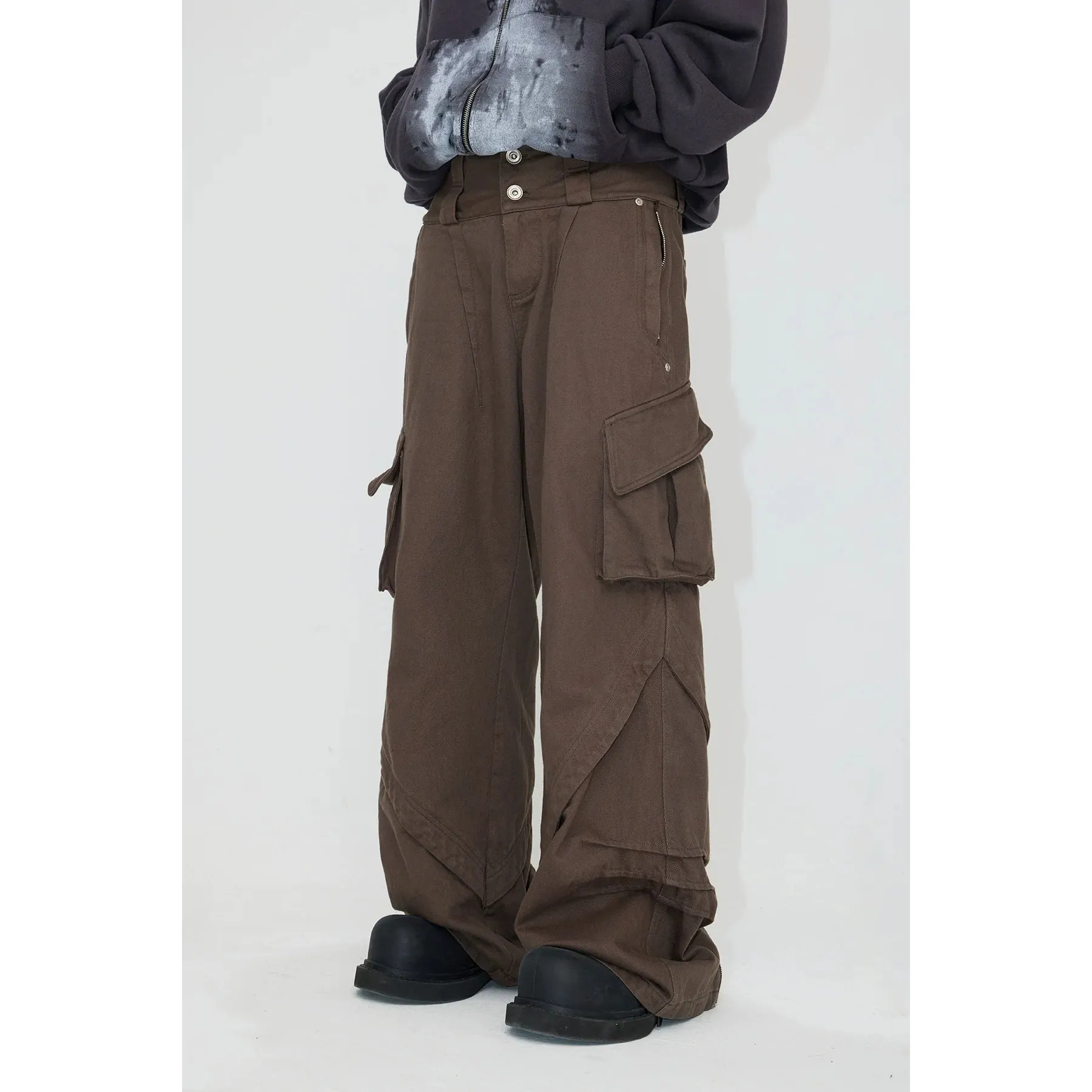 Double waistband wide-leg pants