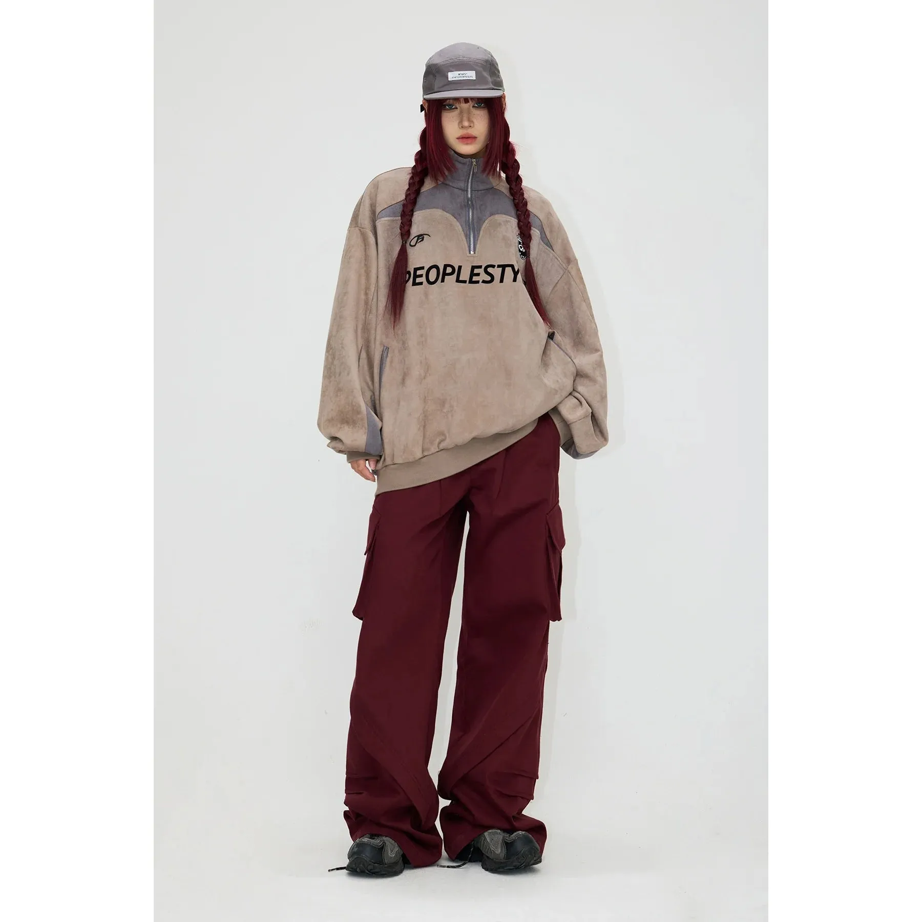 Double waistband wide-leg pants