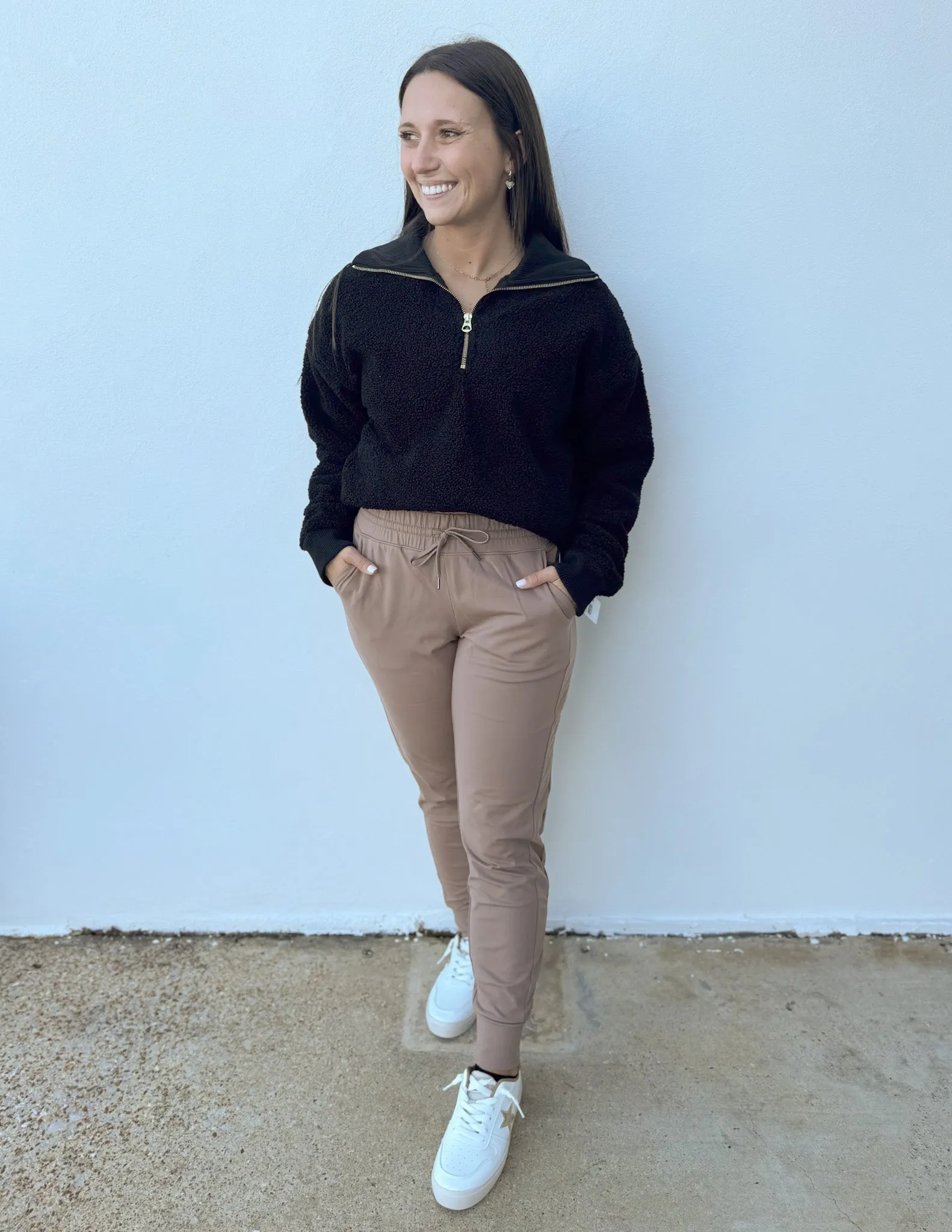 Dream On Fleece Inside Drawstring Jogger in Leafless Tree