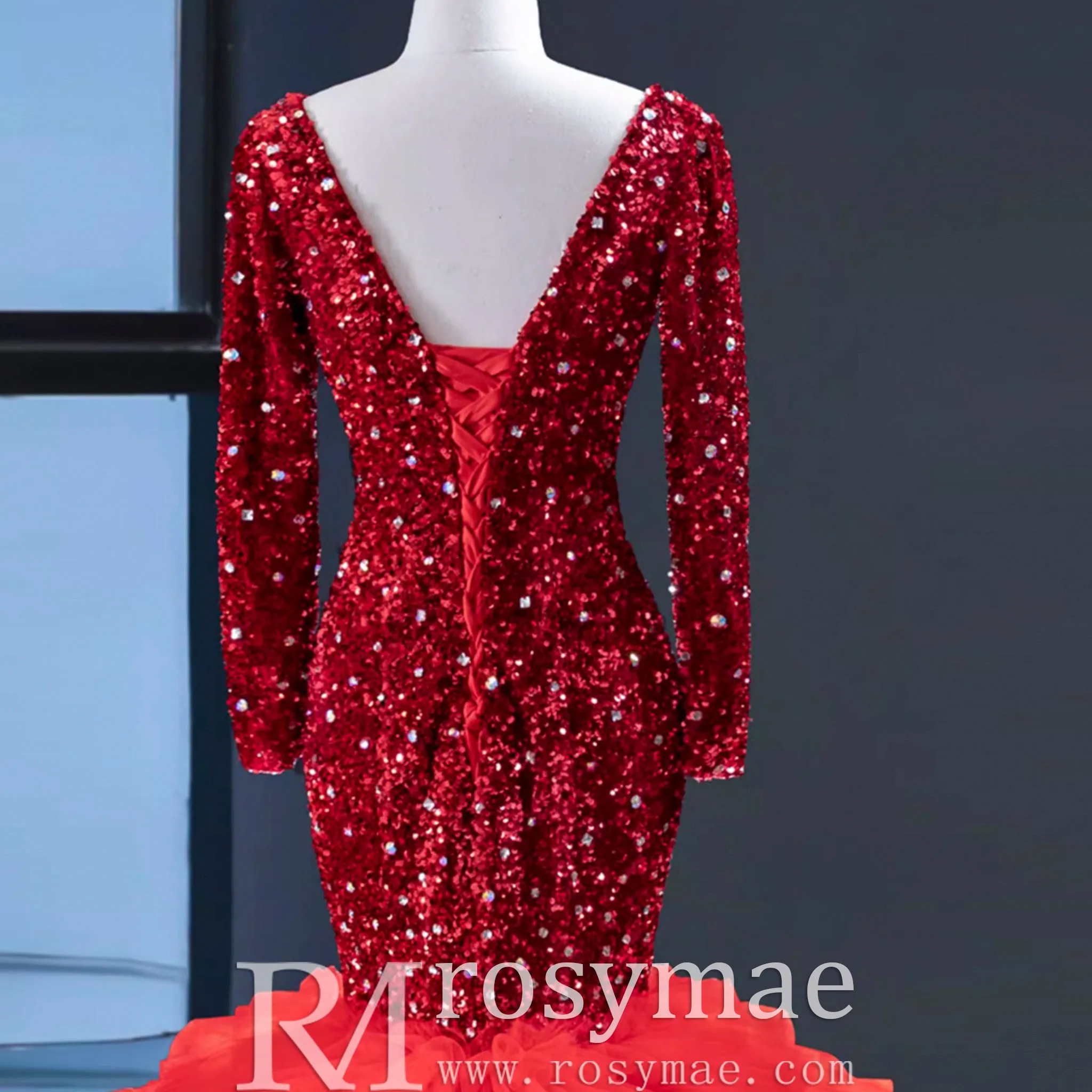 Dubai Shimmering Mermaid Wedding Dress Long Sleeve Pageant Gown