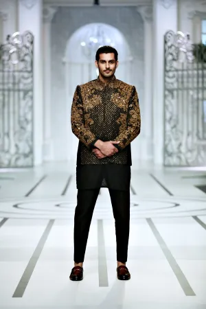 Edge Republic - BCW PC 46 Black Front Open Hand Work Prince Coat