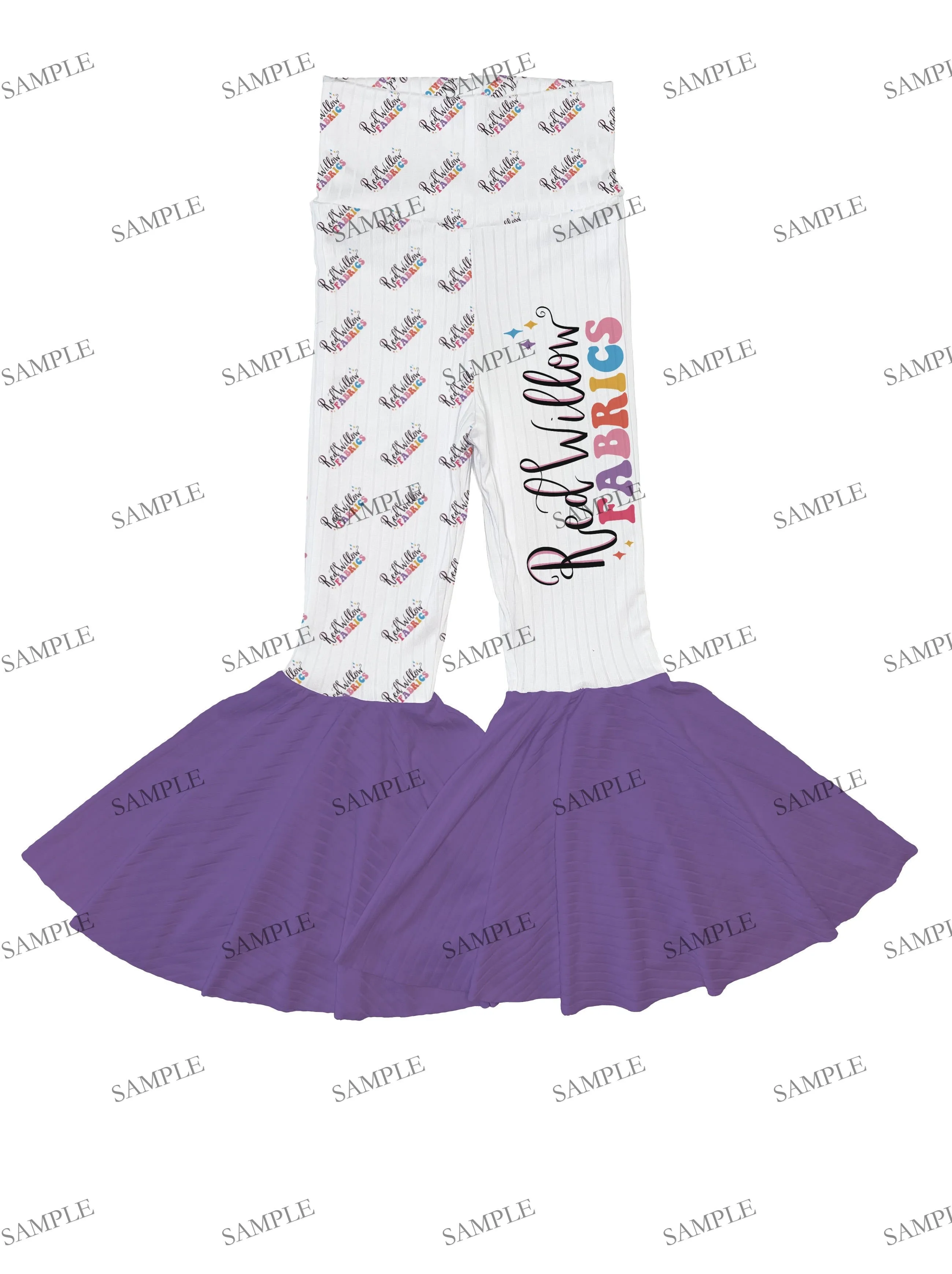 EDITABLE MockUp - Bell Bottoms W/ Leg Panels - Wide Ribbed