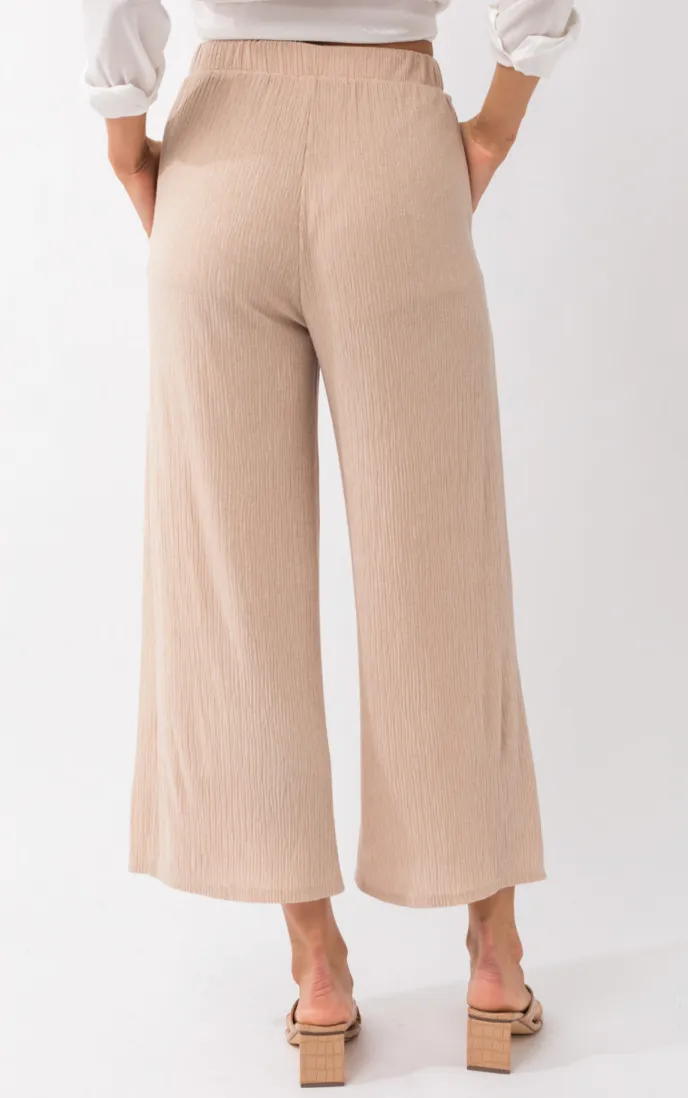 Elastic Waist Wide Leg Pants