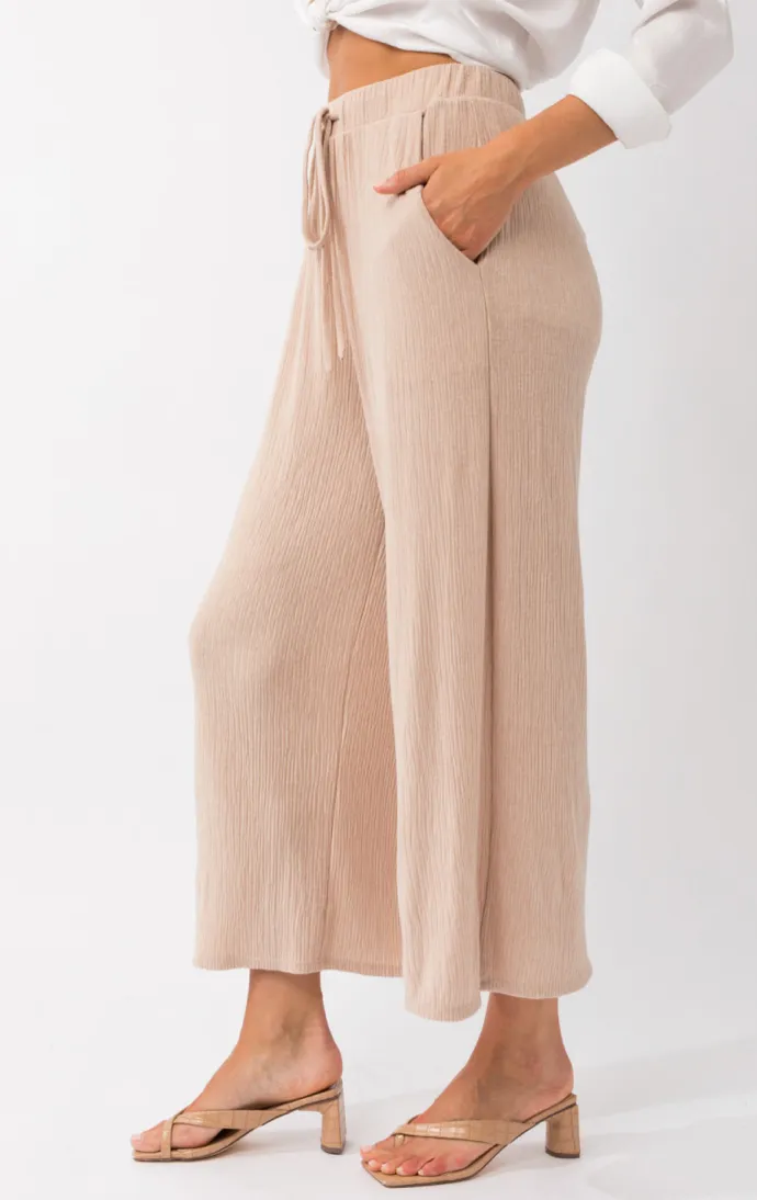 Elastic Waist Wide Leg Pants