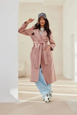 Elegant Belted Long-Sleeve Coat