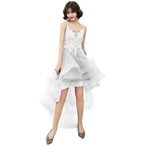Elegant V-Neck Beads Long Evening Dresses Party Tulle Prom Gowns
