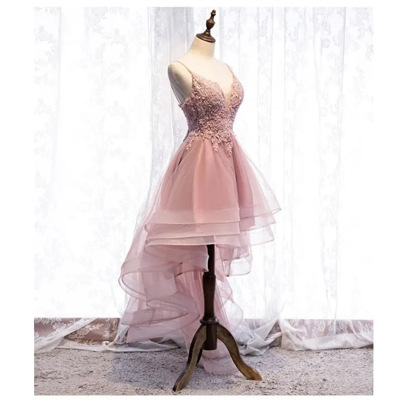 Elegant V-Neck Beads Long Evening Dresses Party Tulle Prom Gowns