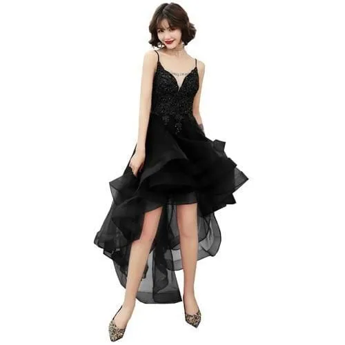 Elegant V-Neck Beads Long Evening Dresses Party Tulle Prom Gowns