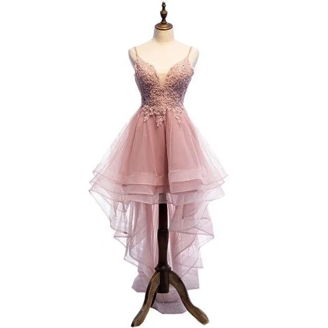Elegant V-Neck Beads Long Evening Dresses Party Tulle Prom Gowns