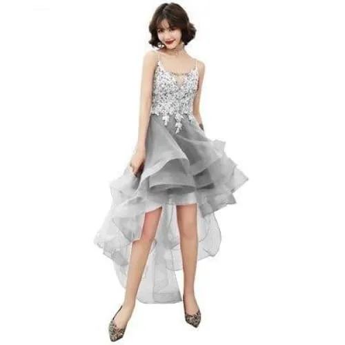 Elegant V-Neck Beads Long Evening Dresses Party Tulle Prom Gowns