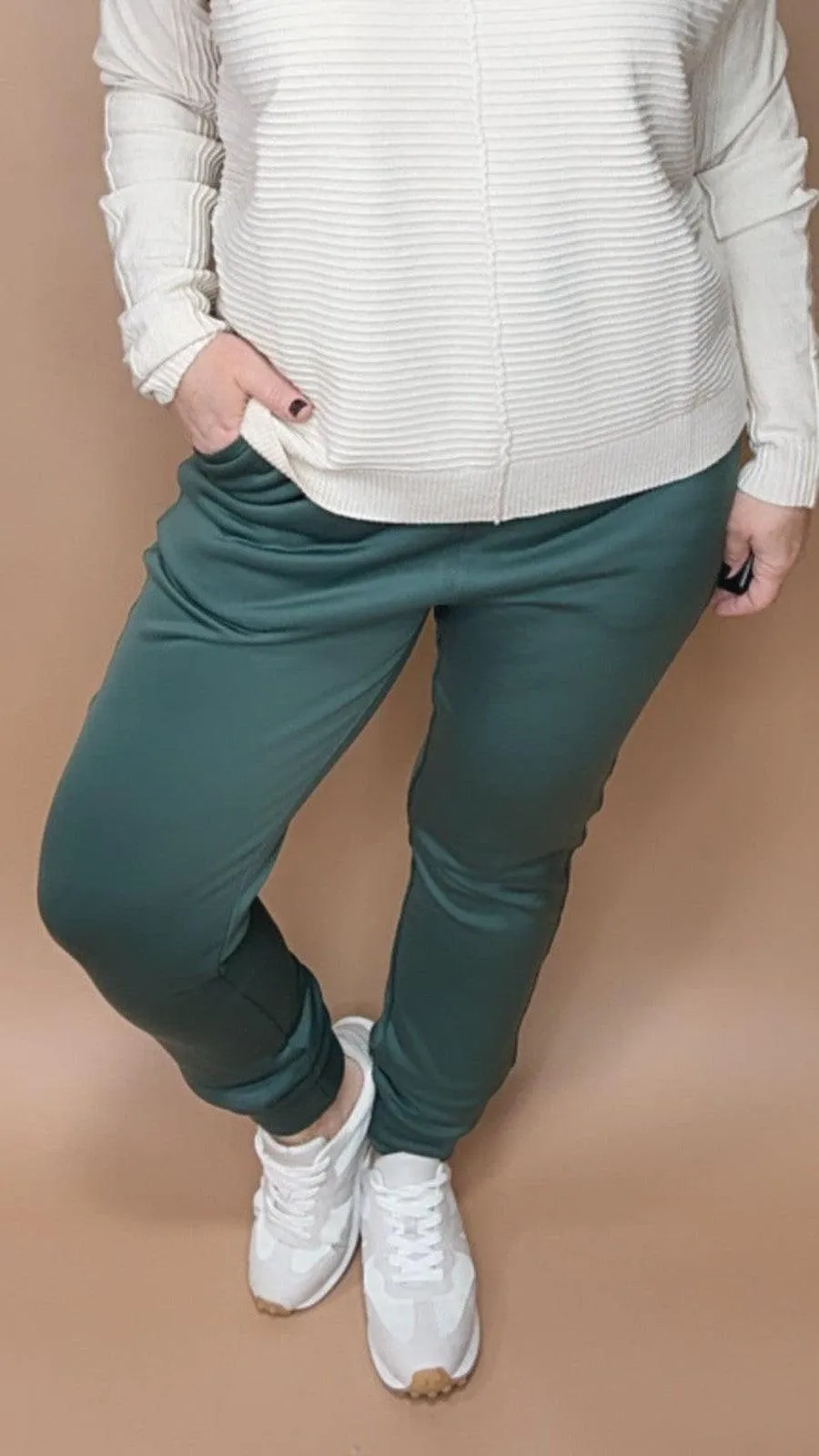 Elevated Fleece Lined Joggers in Green