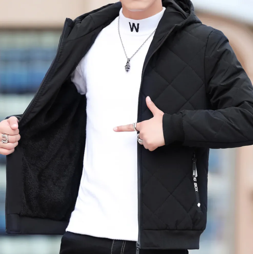 Elie - hooded quilted jacket with full zip for men