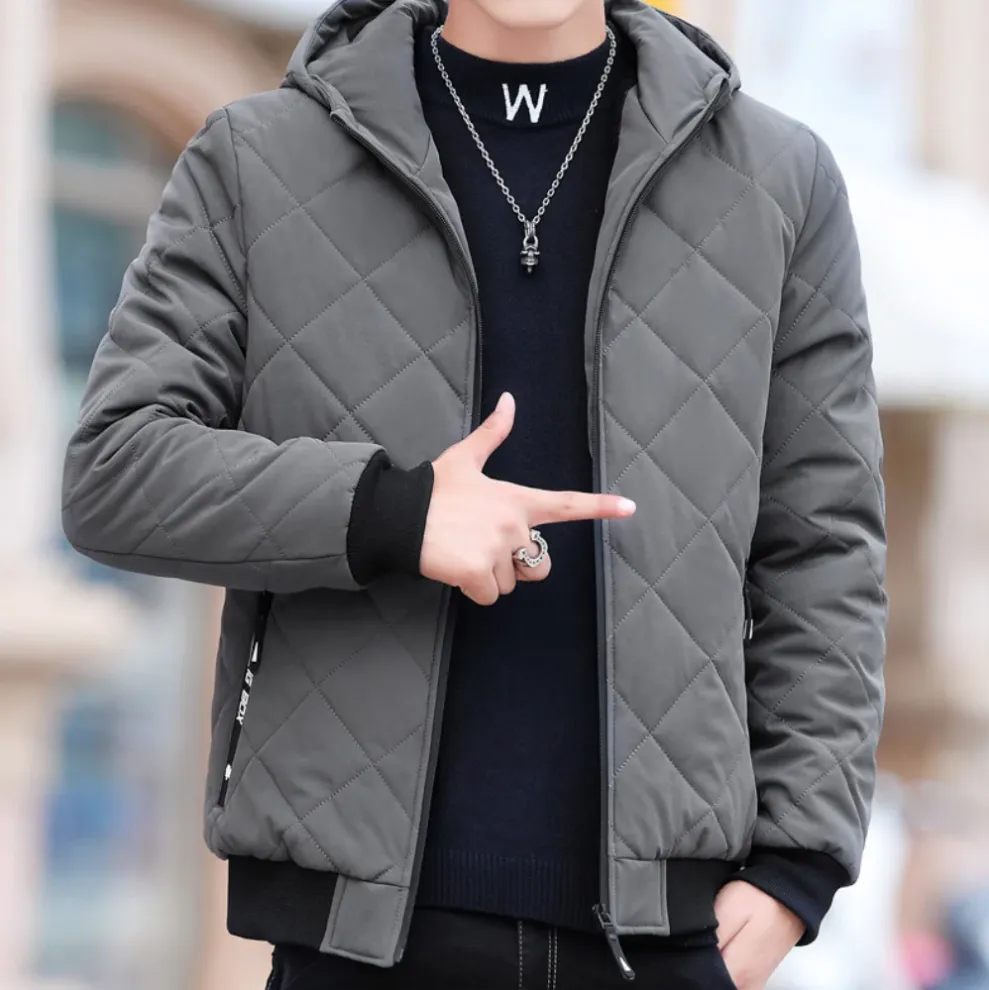 Elie - hooded quilted jacket with full zip for men