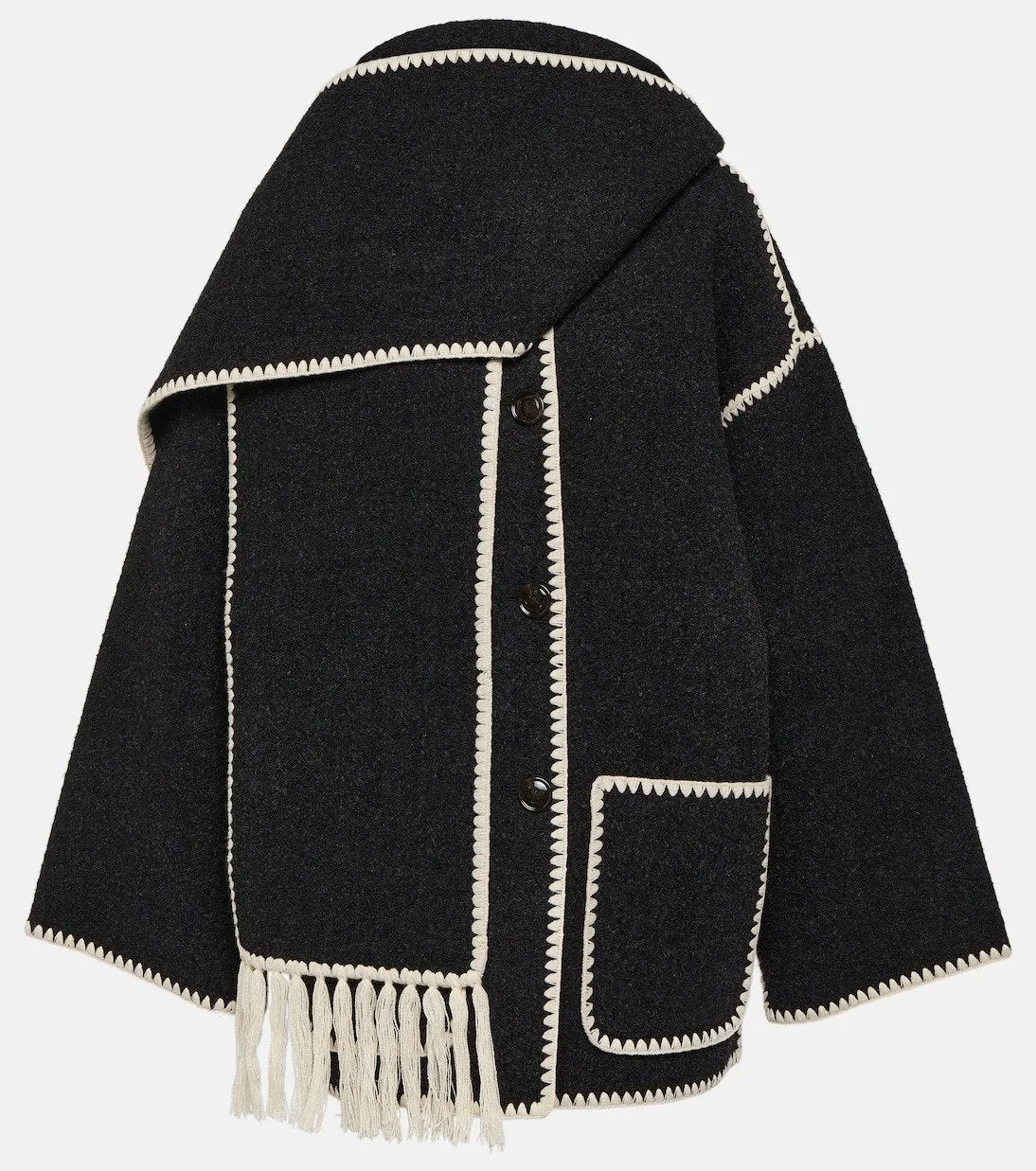 Embroidered Wool-Blend Scarf acket
